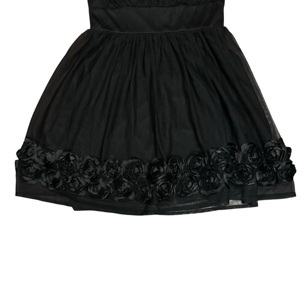 Trixxi Black Sweetheart Strapless Mini Dress Rosettes Hem Homecoming Party SZ L - Picture 5 of 15